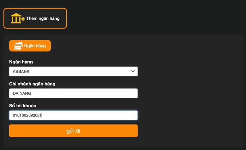 Bước 3: Thêm thông tin tài khoản ngân hàng