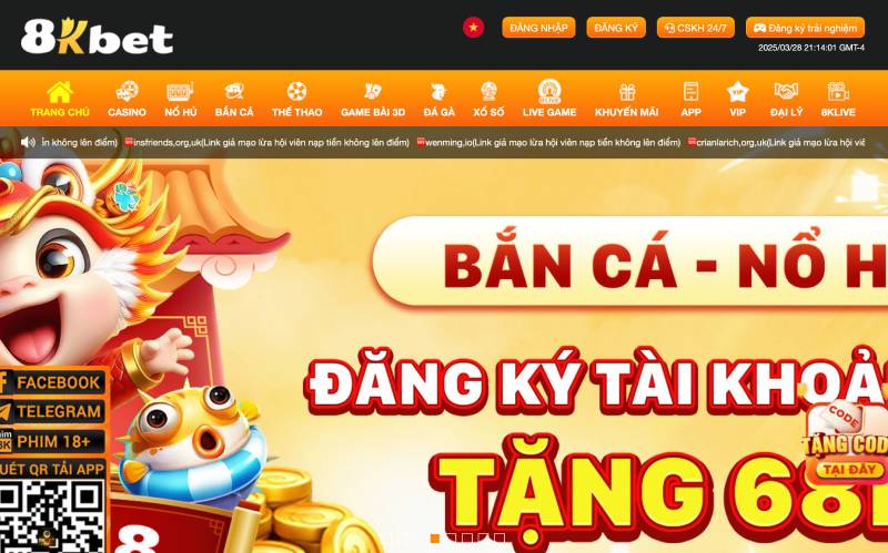 Truy cập website chính thức 8KBet